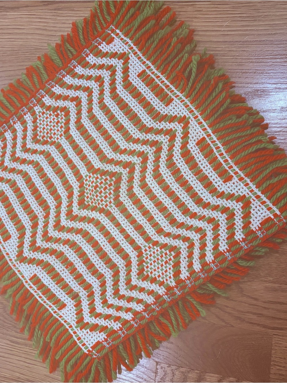 Vintage Handwoven Red and Green Christmas Placemats set of 4 80's Christmas